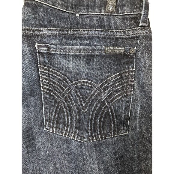 7 For All Mankind Straight Leg Flood Woman 31x28 Blue Denim Jeans Stretch - Picture 5 of 8